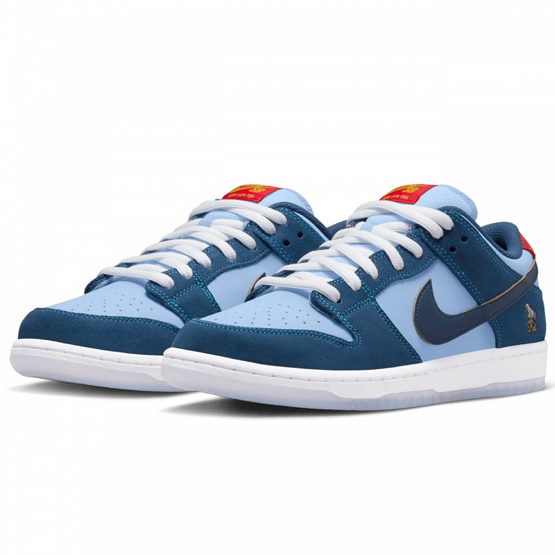 NIKE SB X WHY SO SAD? DUNK LOW PRO COASTAL BLUE/SPEED YELLOW-UNIVERSITY RED