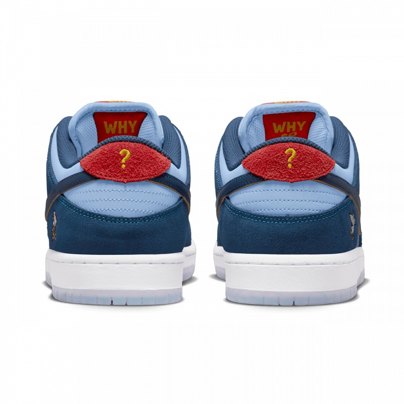 NIKE SB X WHY SO SAD? DUNK LOW PRO COASTAL BLUE/SPEED YELLOW-UNIVERSITY RED