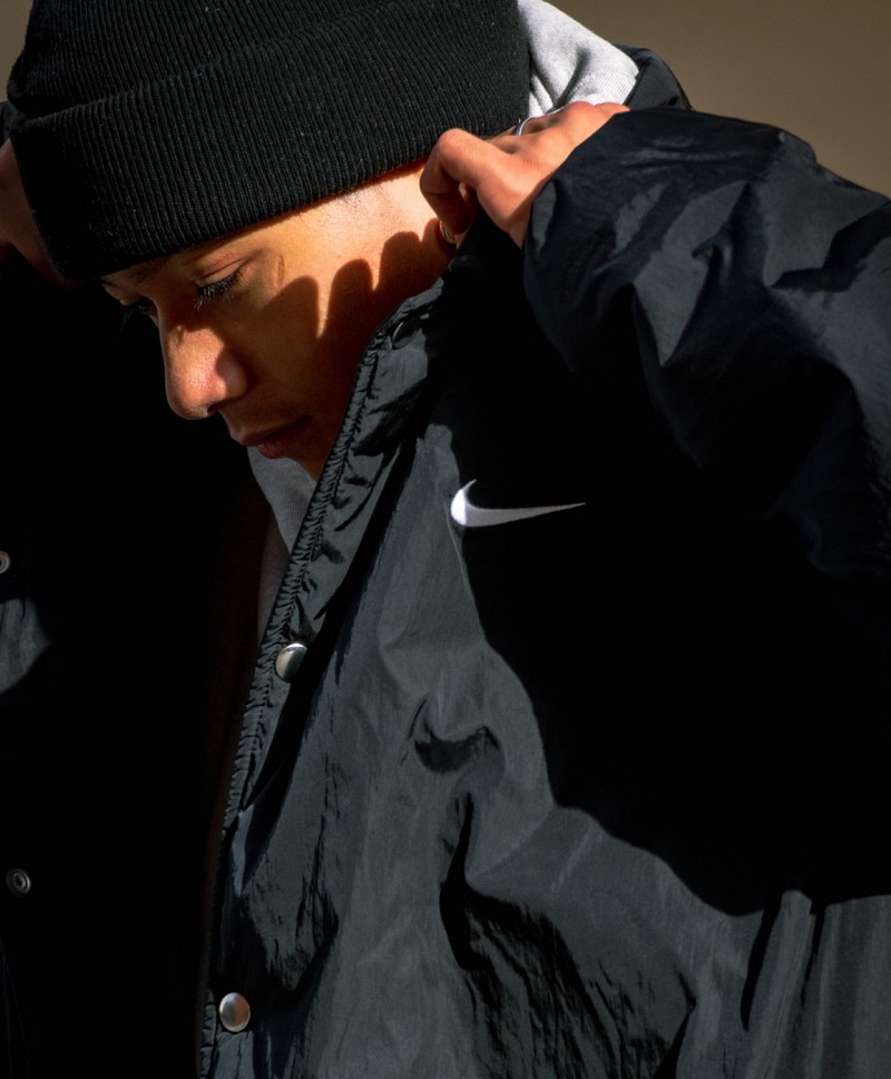 NIKE SPORTSWEAR THERMA-FIT INSULATED COACHS JACKET BLACK/WHITE