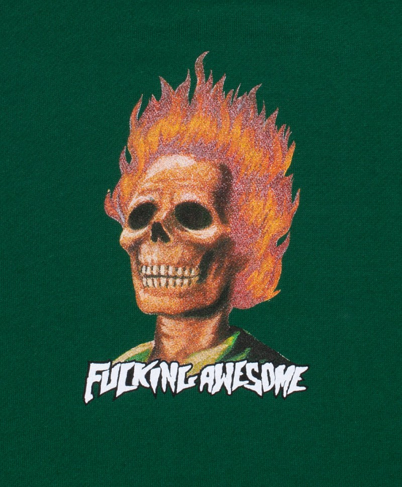 FUCKING AWESOME FLAME SKULL HOOD DARK GREEN