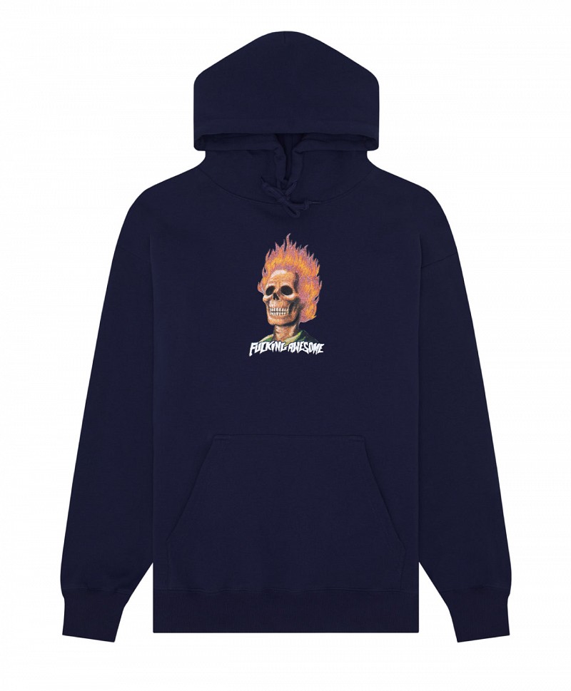FUCKING AWESOME FLAME SKULL HOOD NAVY