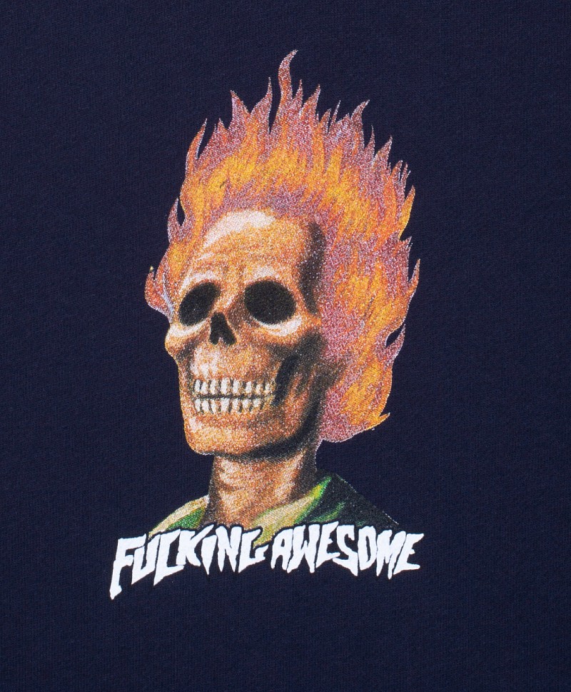 FUCKING AWESOME FLAME SKULL HOOD NAVY