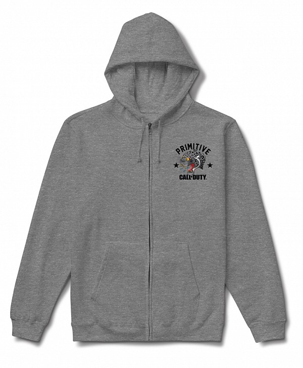 PRIMITIVE X CALL OF DUTY BLACK JAGUAR ZIP HOOD ATHLETIC HEATHER