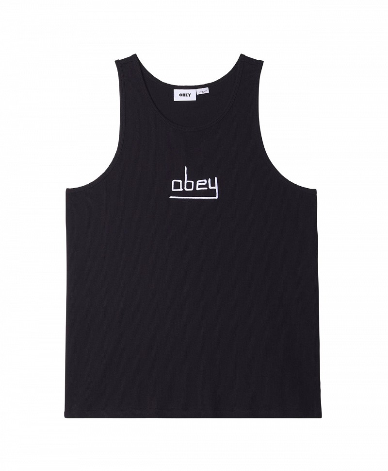 OBEY CENTRAL RIB TANK TOP BLACK