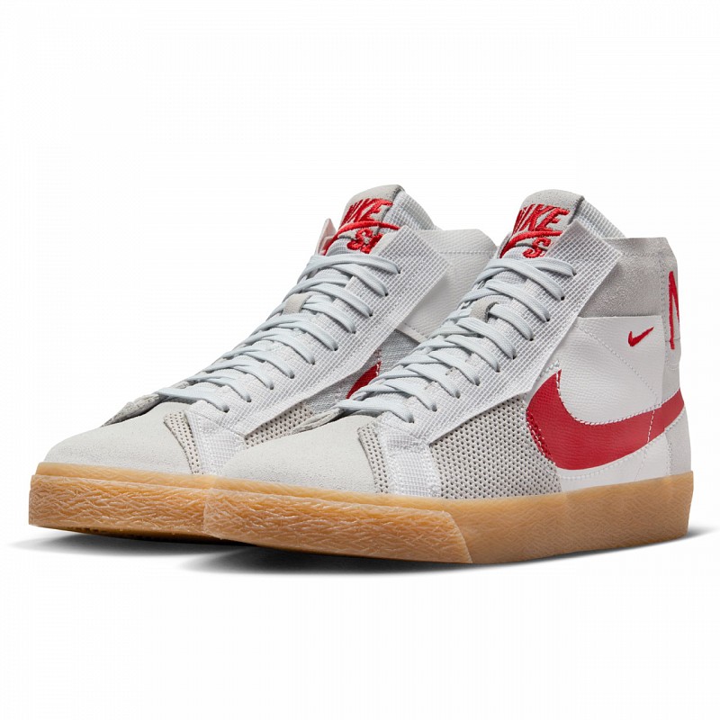 NIKE SB BLAZER MID PREMIUM SUMMIT WHITE/PURE PLATINUM/UNIVERSITY RED