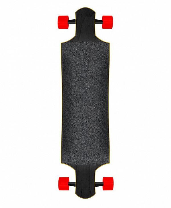SANTA CRUZ FLAME DOT DROP DOWN LONGBOARD 10" X 40" BLACK/RED