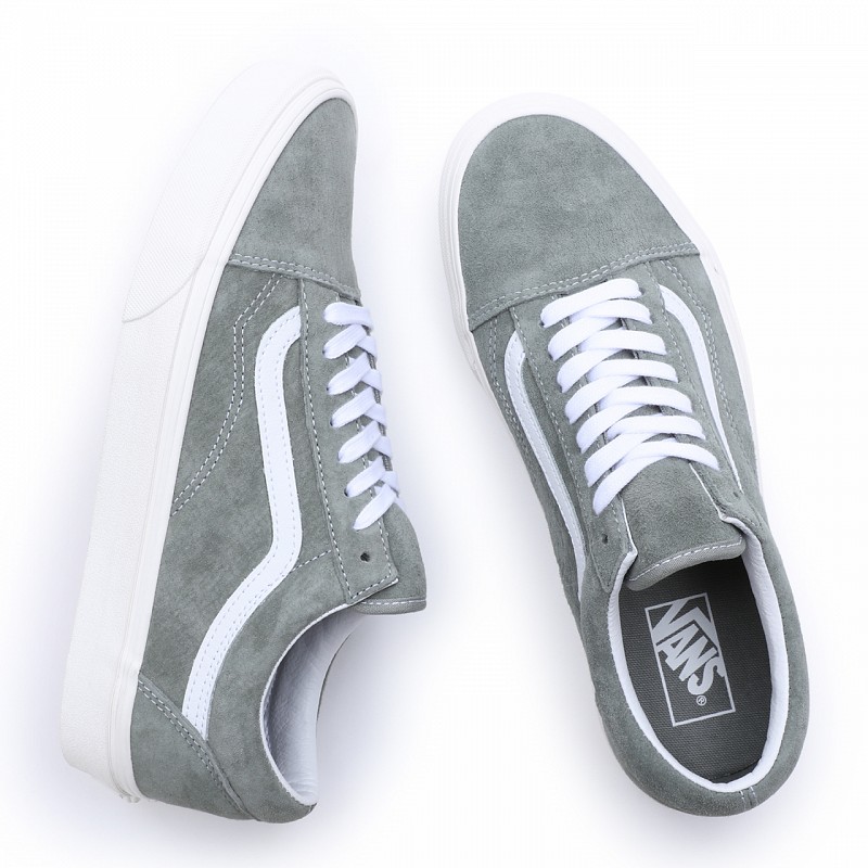 Vans old skool stormy grey & white pig suede skate shoes clearance