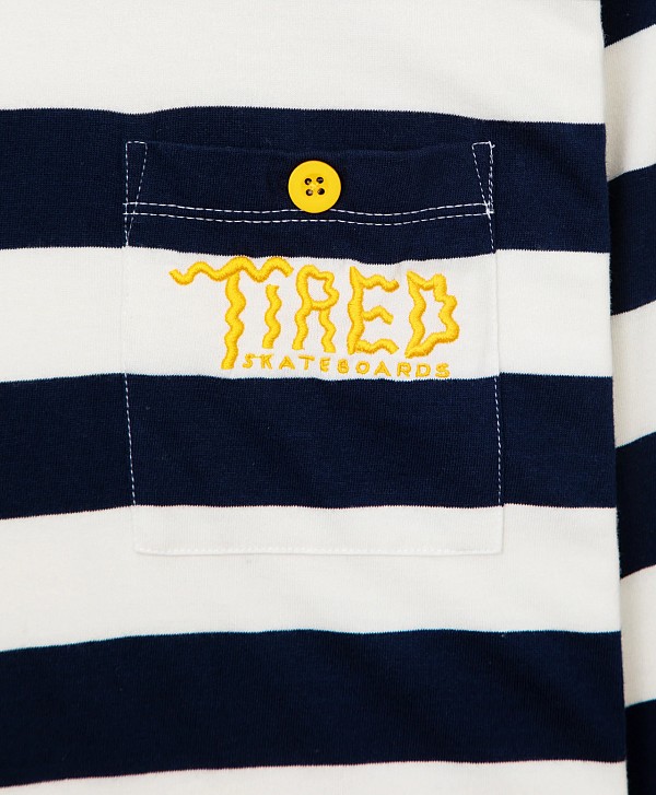 TIRED SQUIGGLY LOGO STRIPED POCKET LONG SLEEVE RED/NAVY