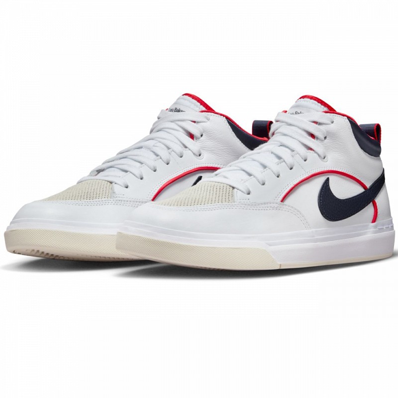 NIKE SB REACT LEO BAKER PRM WHITE/MIDNIGHT NAVY/UNIVERSITY RED