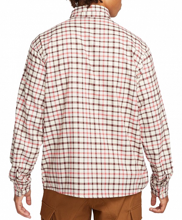 NIKE SB FLANNEL SKATE BUTTON-UP SHIRT COCONUT MILK/LIGHT BONE