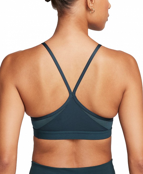 NIKE INDY WOMEN'S LIGHT-SUPPORT PADDED V-NECK SPORTS BRA DEEP JUNGLE/WHITE