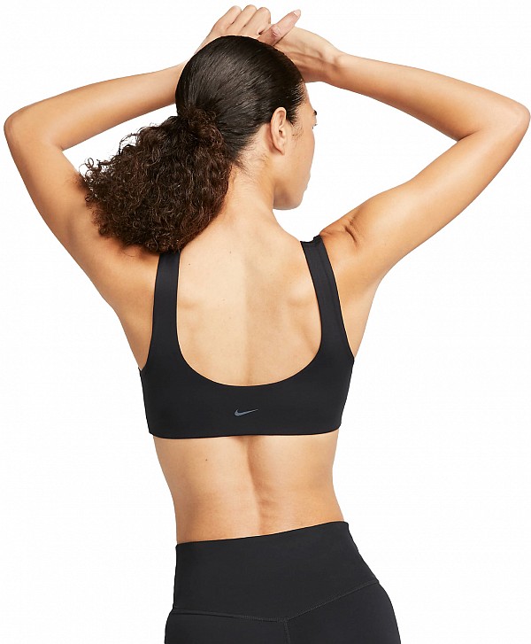 NIKE ALATE ALL U WOMEN'S LIGHT-SUPPORT LIGHTLY LINED U-NECK SPORTS BRA BLACK
