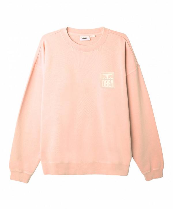 OBEY EYES ICON EXTRA HEAVY CREW PIGMENT PEACH PARFAIT