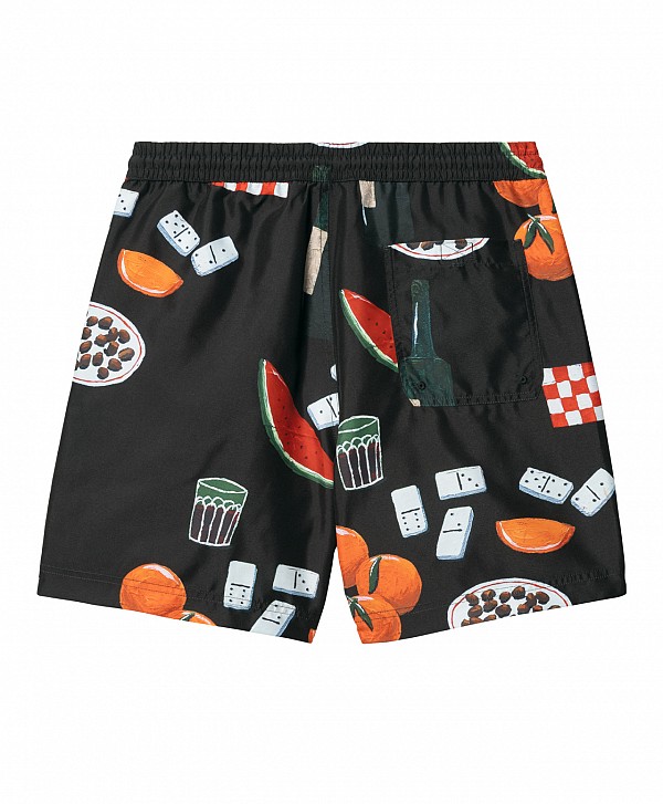 CARHARTT WIP SLATER SWIM TRUNKS ISIS MARIA DINNER PRINT BLACK