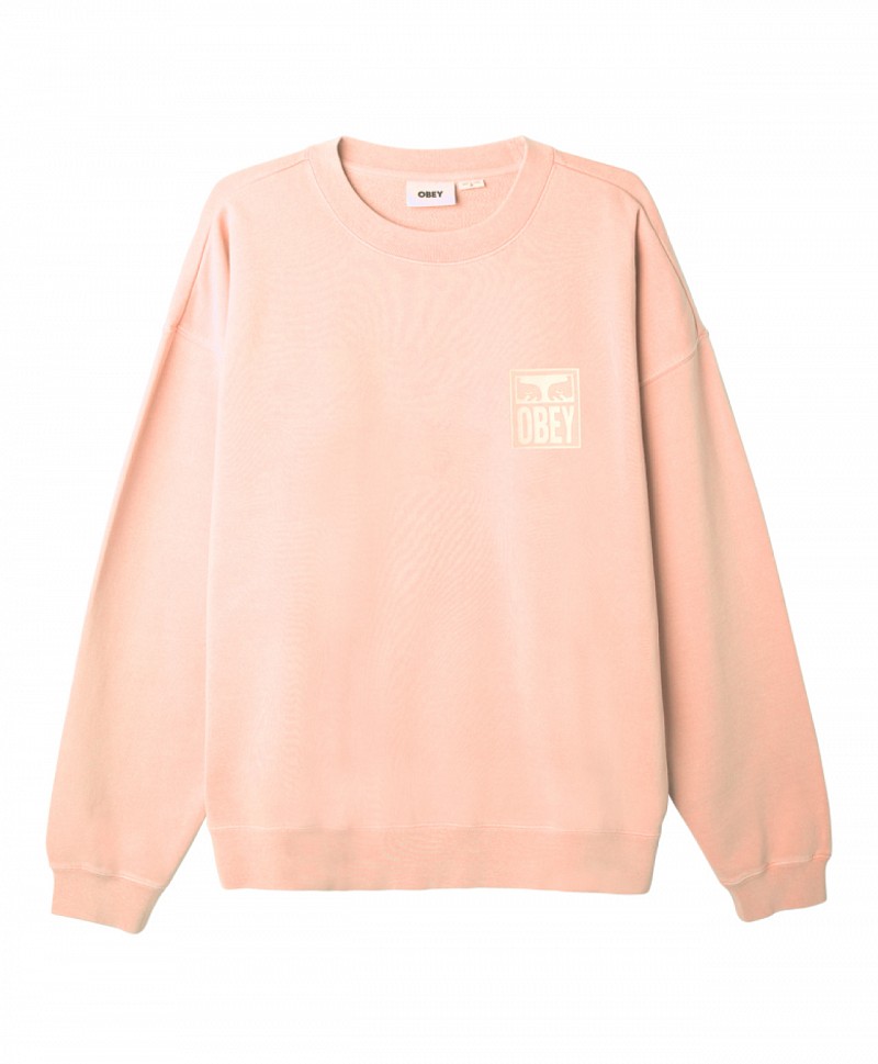 OBEY EYES ICON EXTRA HEAVY CREW PIGMENT PEACH PARFAIT