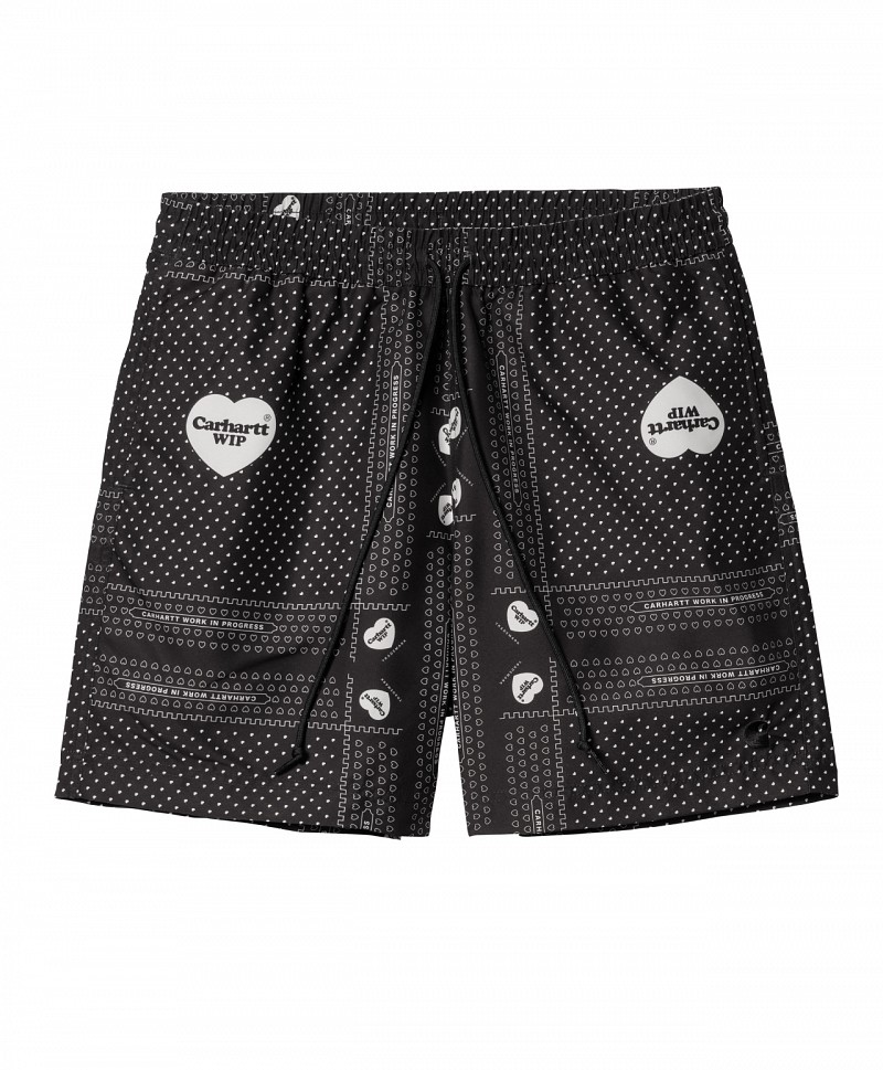 CARHARTT WIP SLATER SWIM TRUNKS HEART BANDANA BLACK Sold out SWIMSUITS Color Skates Athens Skateboardings Finest colorskates