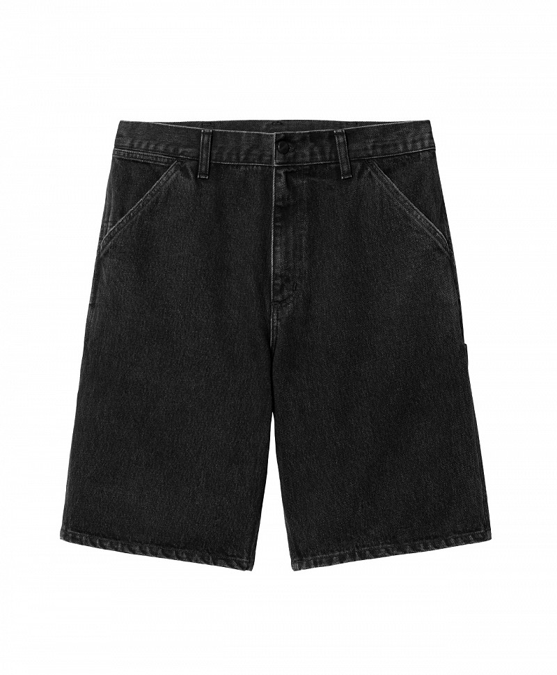 CARHARTT WIP SINGLE KNEE SHORT BLACK STONE WASHED