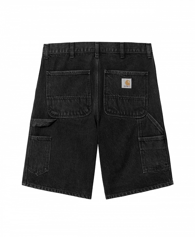 CARHARTT WIP SINGLE KNEE SHORT BLACK STONE WASHED