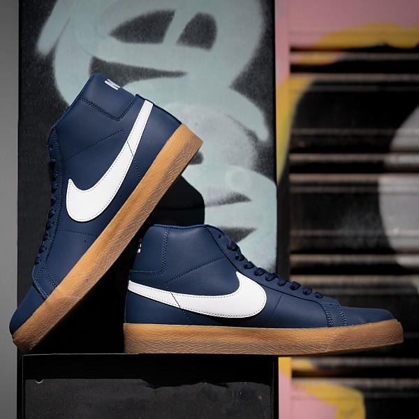 NIKE SB BLAZER MID NAVY/WHITE-NAVY-GUM LIGHT BROWN