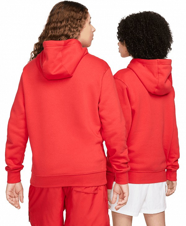 NIKE CLUB FLEECE HOOD UNIVERSITY RED/UNIVERSITY RED/WHITE