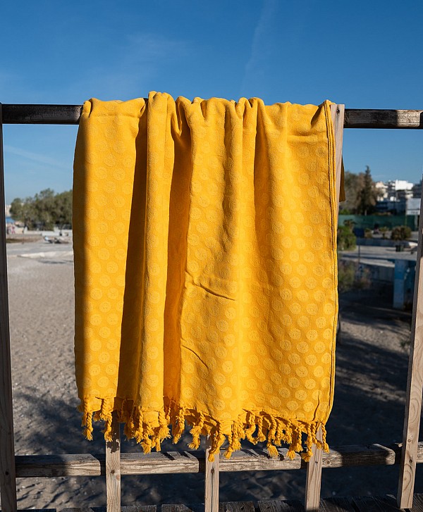 SLOWTIDE SAD HAPPY TURKISH BLANKET MUSTARD