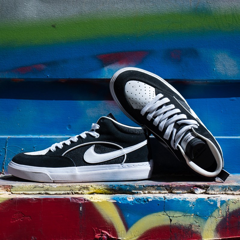 NIKE SB REACT LEO BAKER BLACK WHITE BLACK GUM LIGHT BROWN SHOES Color Skates Athens Skateboardings Finest colorskates