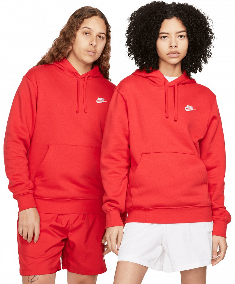 NIKE CLUB FLEECE HOOD UNIVERSITY RED/UNIVERSITY RED/WHITE
