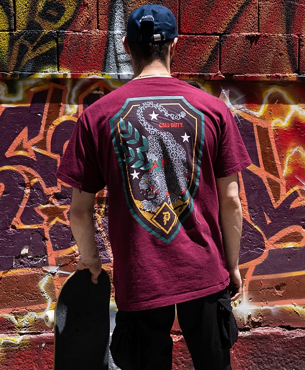 PRIMITIVE X CALL OF DUTY BLACK JAGUAR TEE BURGUNDY
