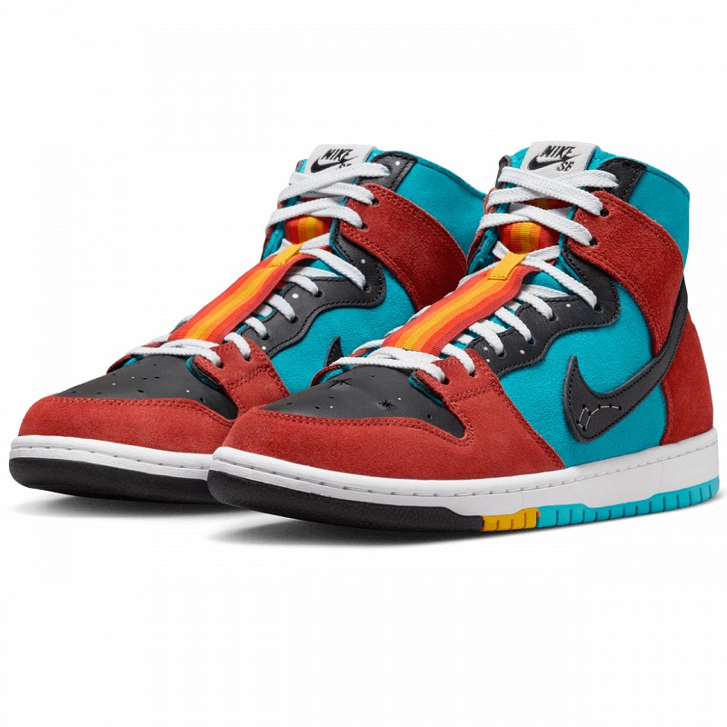 NIKE SB X DIʼORR GREENWOOD DUNK HIGH DECON NAVAJO ARTS TURQUOISE BLUE/BLACK-RUGGED ORANGE