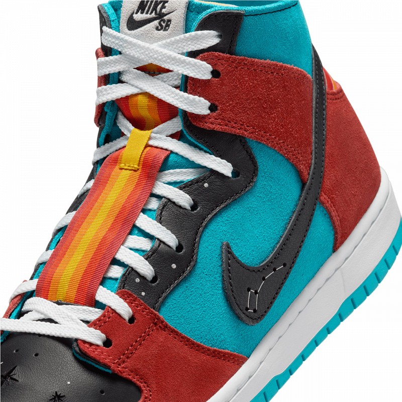 NIKE SB X DIʼORR GREENWOOD DUNK HIGH DECON NAVAJO ARTS TURQUOISE BLUE/BLACK-RUGGED ORANGE