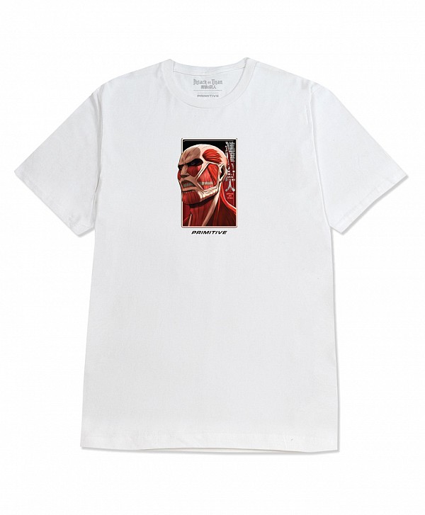 PRIMITIVE X ATTACK ON TITAN COLOSSAL DIRTY P TEE WHITE