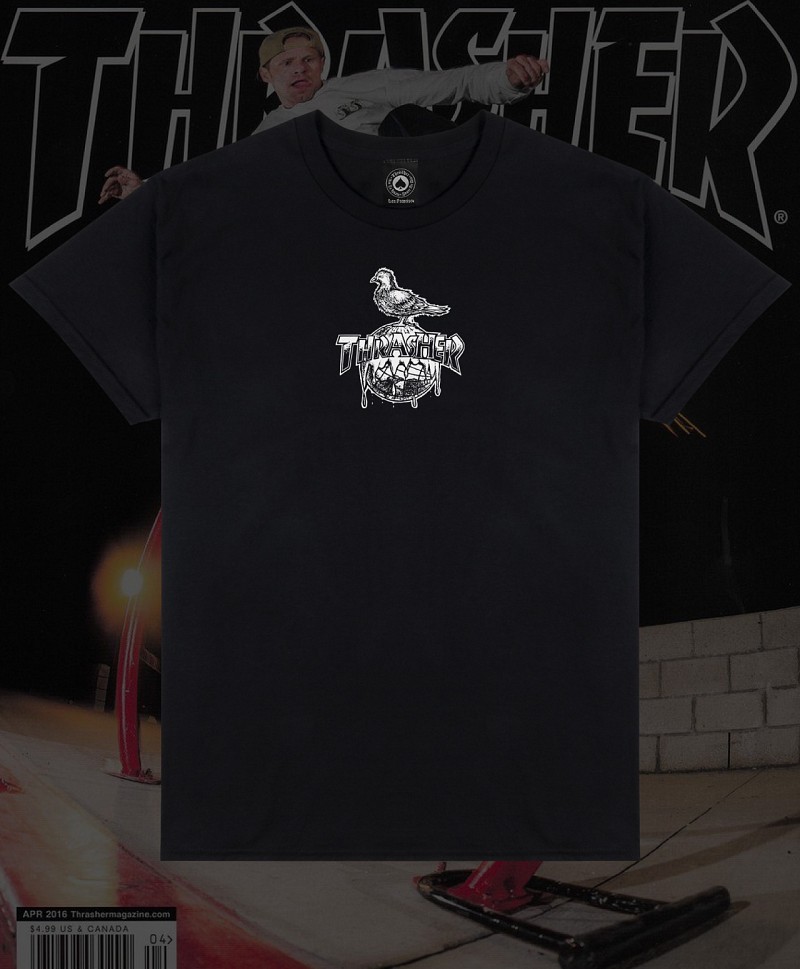 THRASHER X ANTIHERO COVER THE EARTH TEE BLACK