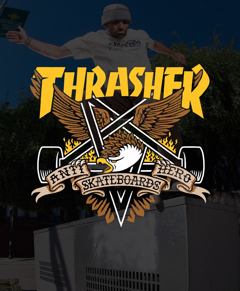 THRASHER X ANTIHERO TOTE BAG NATURAL | TOTE BAGS | Color Skates