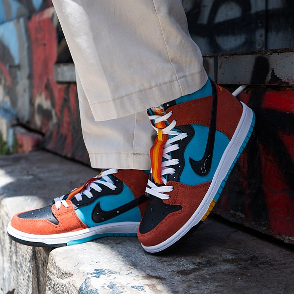NIKE SB X DIʼORR GREENWOOD DUNK HIGH DECON 'NAVAJO ARTS' TURQUOISE BLUE/BLACK-RUGGED ORANGE