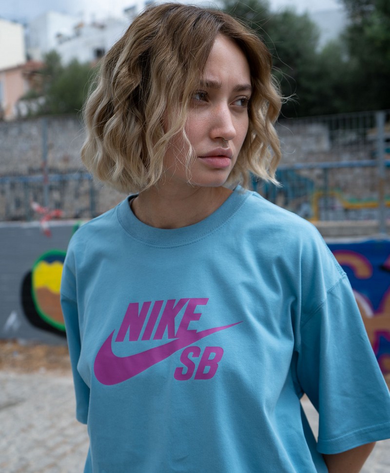 NIKE SB BIG LOGO TEE DENIM TURQ