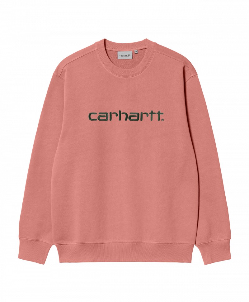 CARHARTT WIP LOGO CREW DUSTY ROSE/SYCAMORE TREE