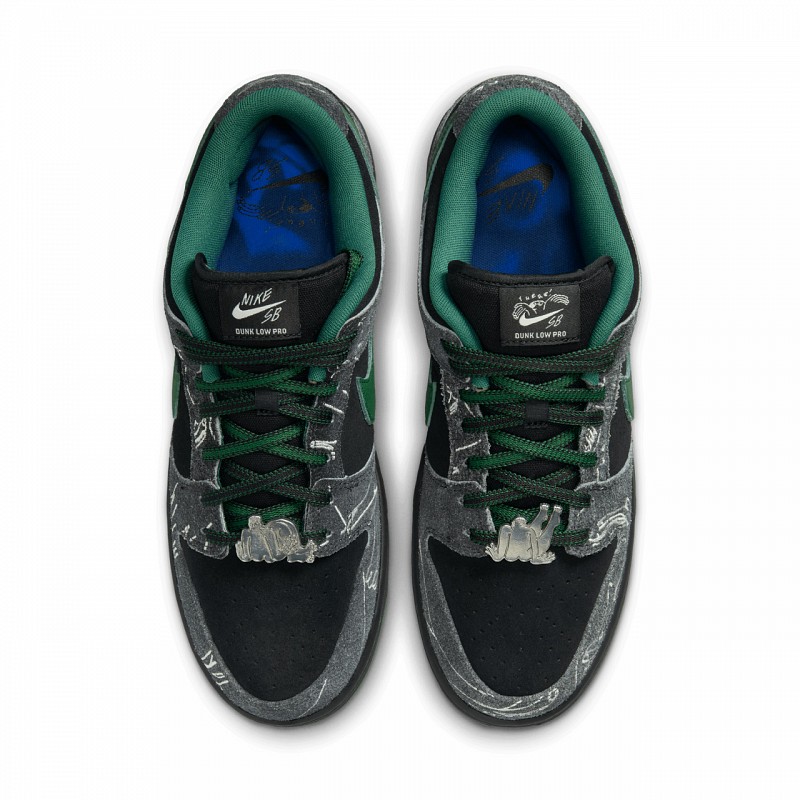 NIKE SB X THERE SKATEBOARDS DUNK LOW PRO BLACK/GORGE GREEN-SUMMIT
