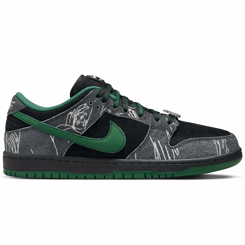 NIKE SB X THERE SKATEBOARDS DUNK LOW PRO BLACK/GORGE GREEN-SUMMIT