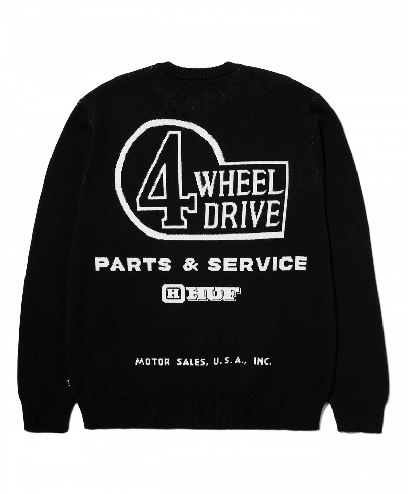 トップス LAND CRUISER PARTS & SERVICE SWEATER HUF x Land Cruiser Parts & Service Black Sweater | Zumiez