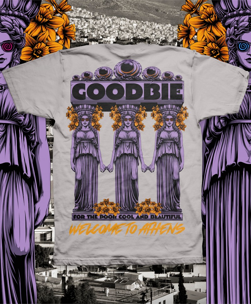 GOODBIE WELCOME TO ATHENS TEE NEW SILVER