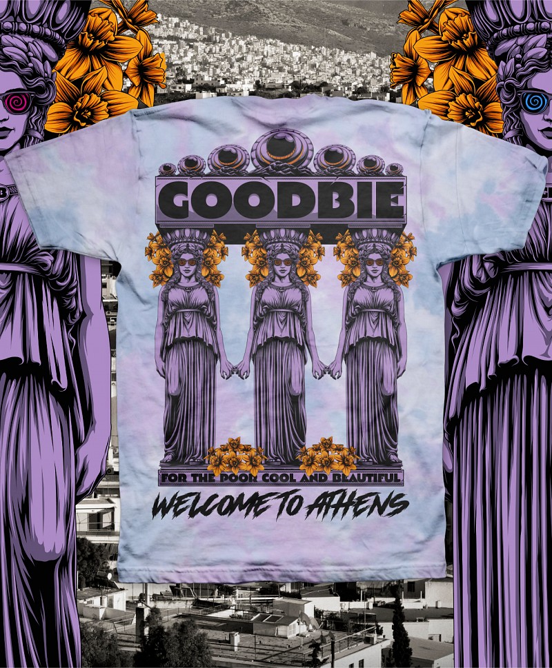GOODBIE WELCOME TO ATHENS TIE DYE TEE CORAL