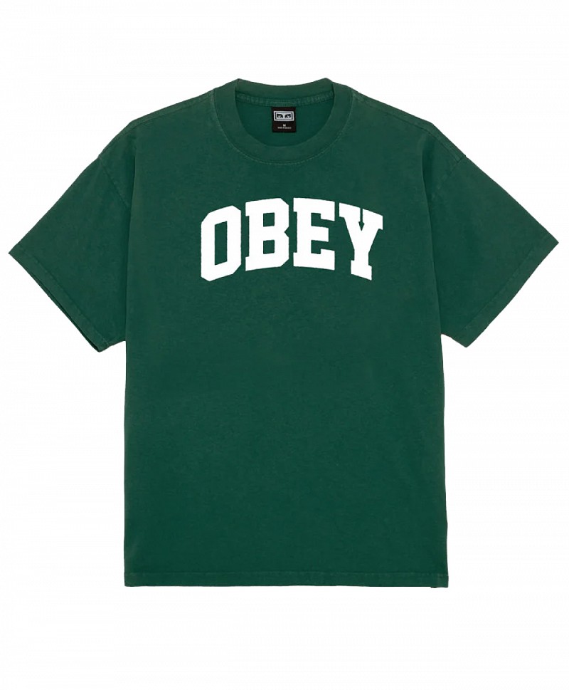 OBEY COLLEGIATE HEAVYWEIGHT TEE RAIN FOREST