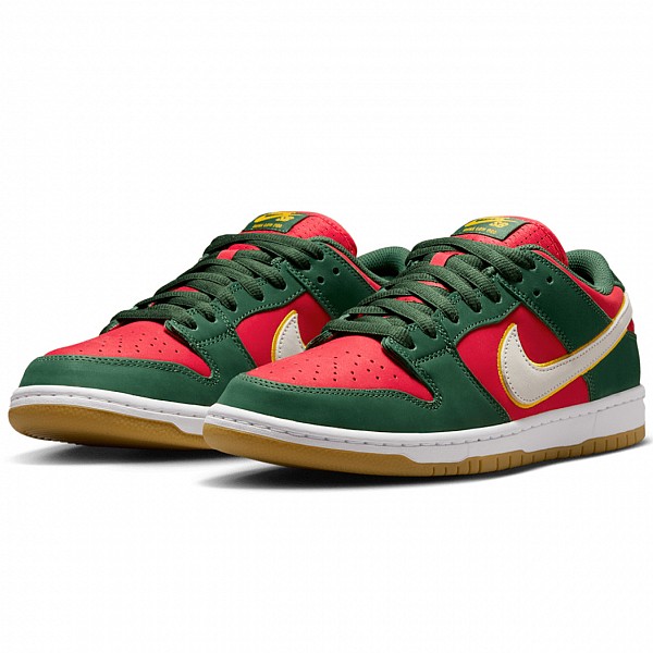NIKE SB DUNK LOW PRO 'SEATTLE SUPERSONICS' PREMIUM FIR/WHITE-UNIVERSITY GOLD-FIRE RED