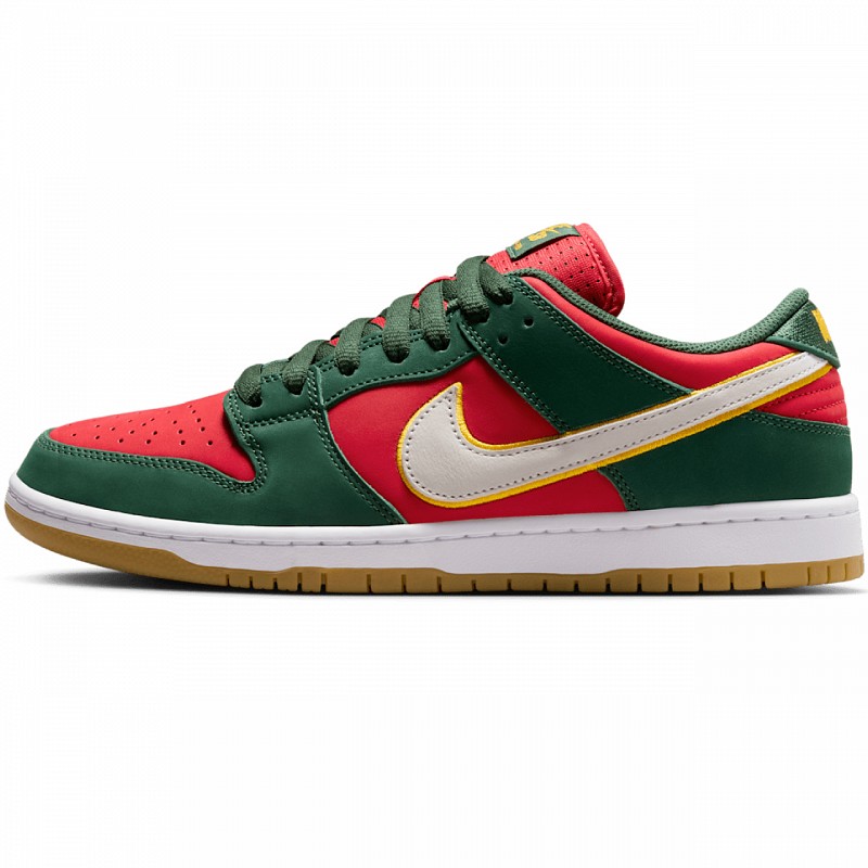 NIKE SB DUNK LOW PRO SEATTLE SUPERSONICS PREMIUM FIR/WHITE-UNIVERSITY GOLD-FIRE RED