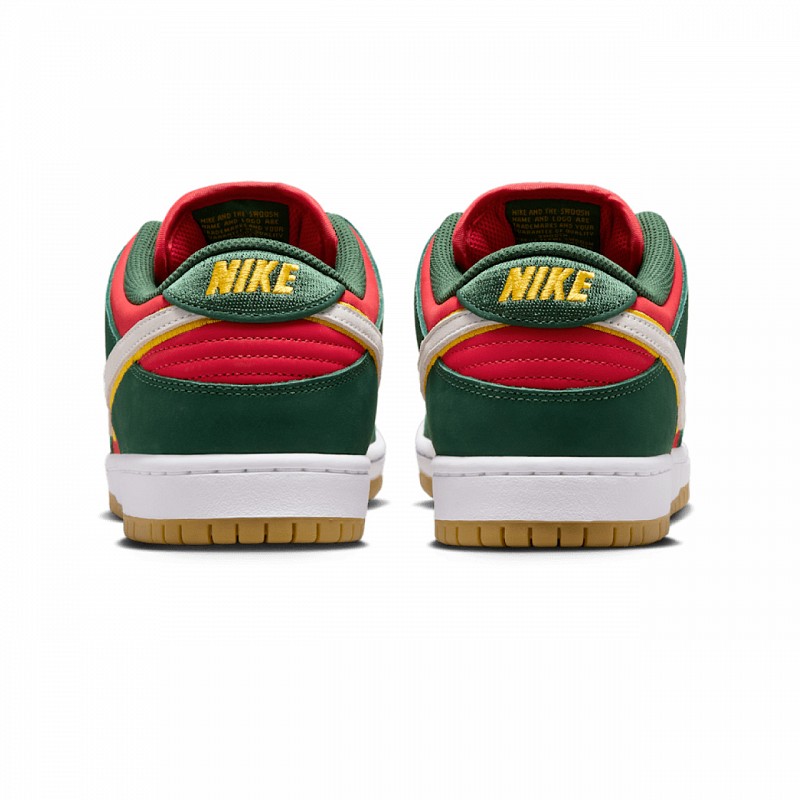 NIKE SB DUNK LOW PRO SEATTLE SUPERSONICS PREMIUM FIR/WHITE-UNIVERSITY GOLD-FIRE RED
