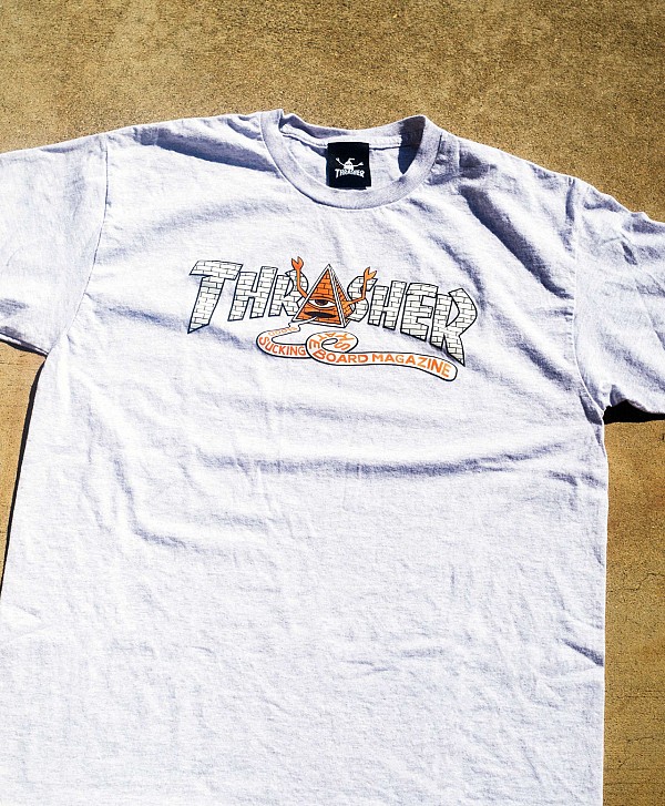 THRASHER X TOY MACHINE PYRAMID TEE ASH GREY | TSHIRTS