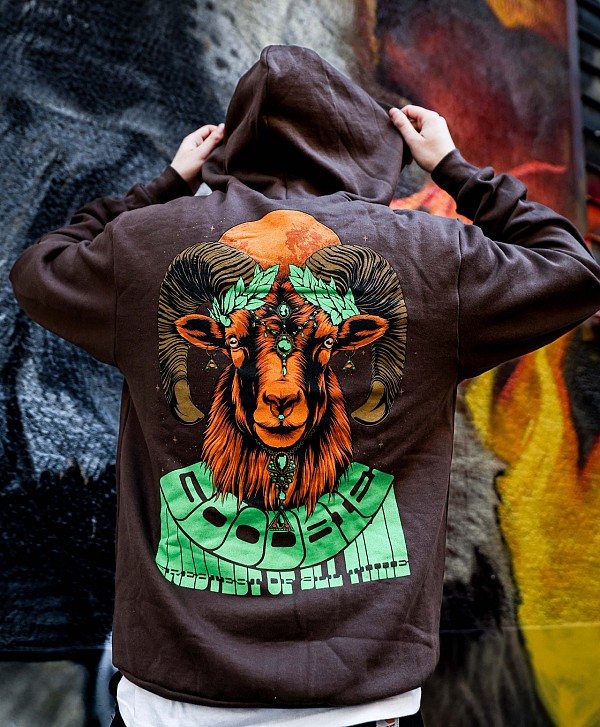 GOODBIE G.O.A.T GOAT ZIP HOOD BROWN