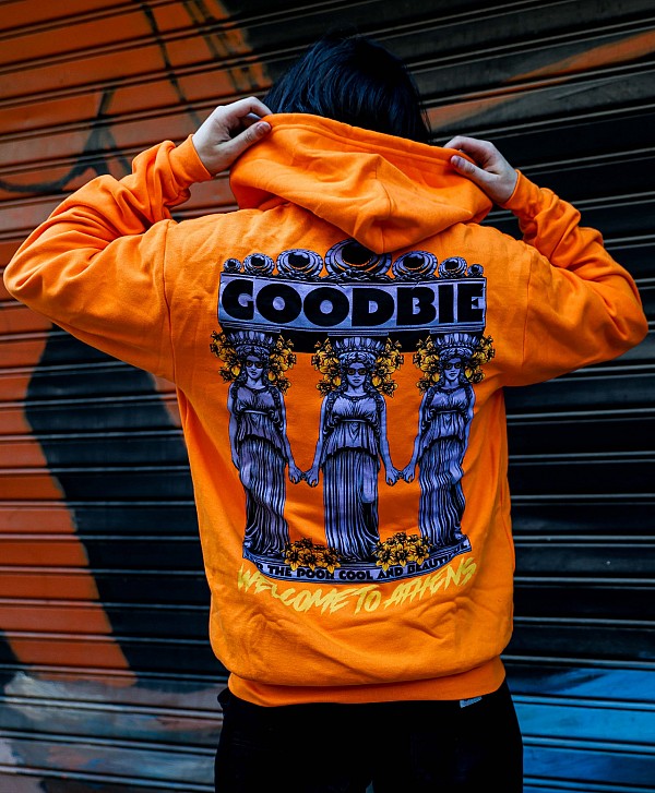 GOODBIE WELCOME TO ATHENS ZIP HOOD ORANGE