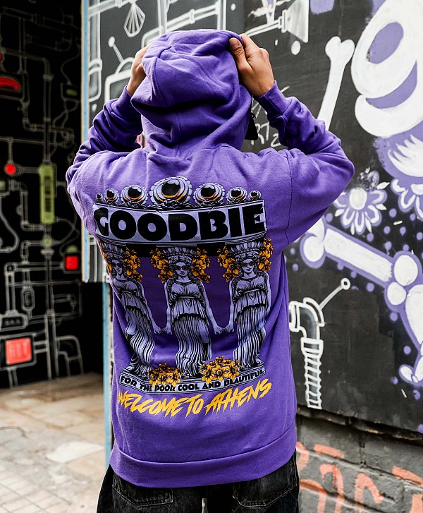 GOODBIE WELCOME TO ATHENS ZIP HOOD PURPLE