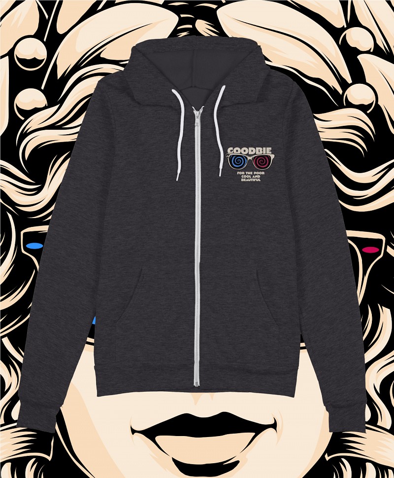 GOODBIE KARRY 3D GLOW ZIP HOOD DARK HEATHER GREY